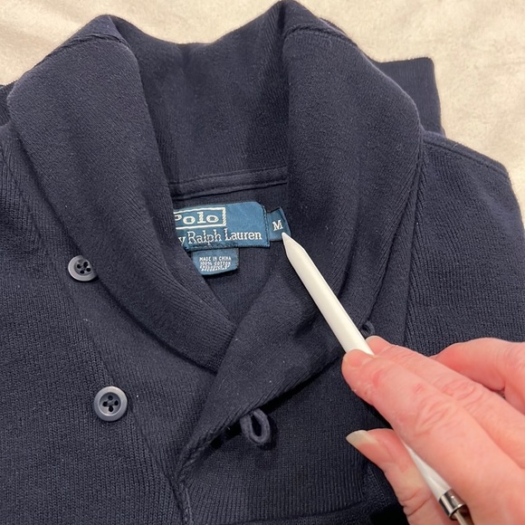 Polo Ralph Lauren Men’s Navy Blue Pullover Shawl Collar Size M - Picture 10 of 11